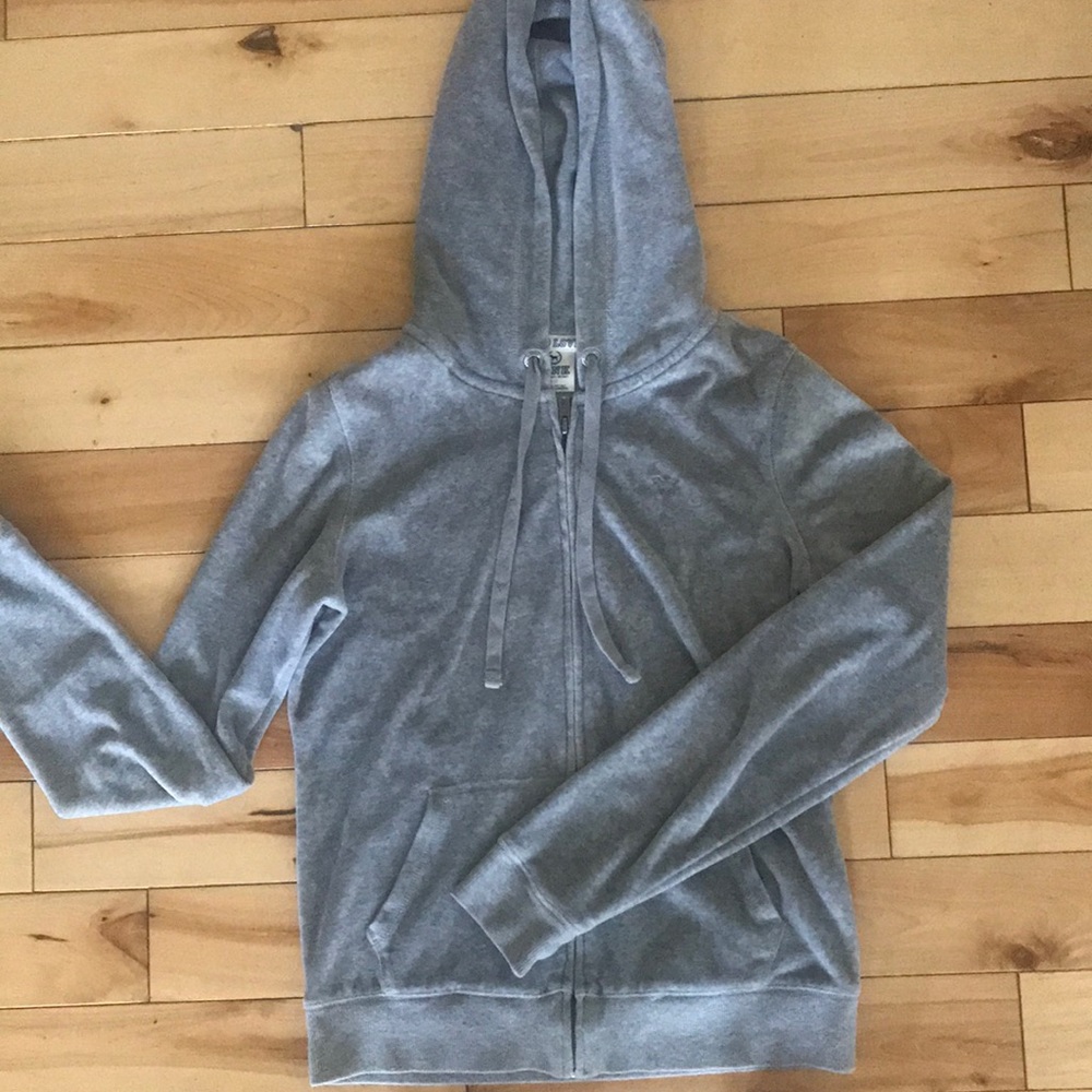 PINK gray zip up hoodie